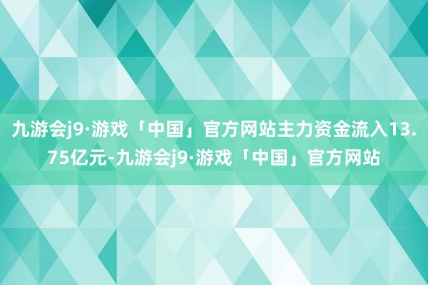 九游会j9·游戏「中国」官方网站主力资金流入13.75亿元-九游会j9·游戏「中国」官方网站