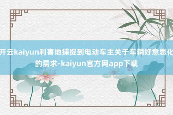 开云kaiyun利害地捕捉到电动车主关于车辆好意思化的需求-kaiyun官方网app下载